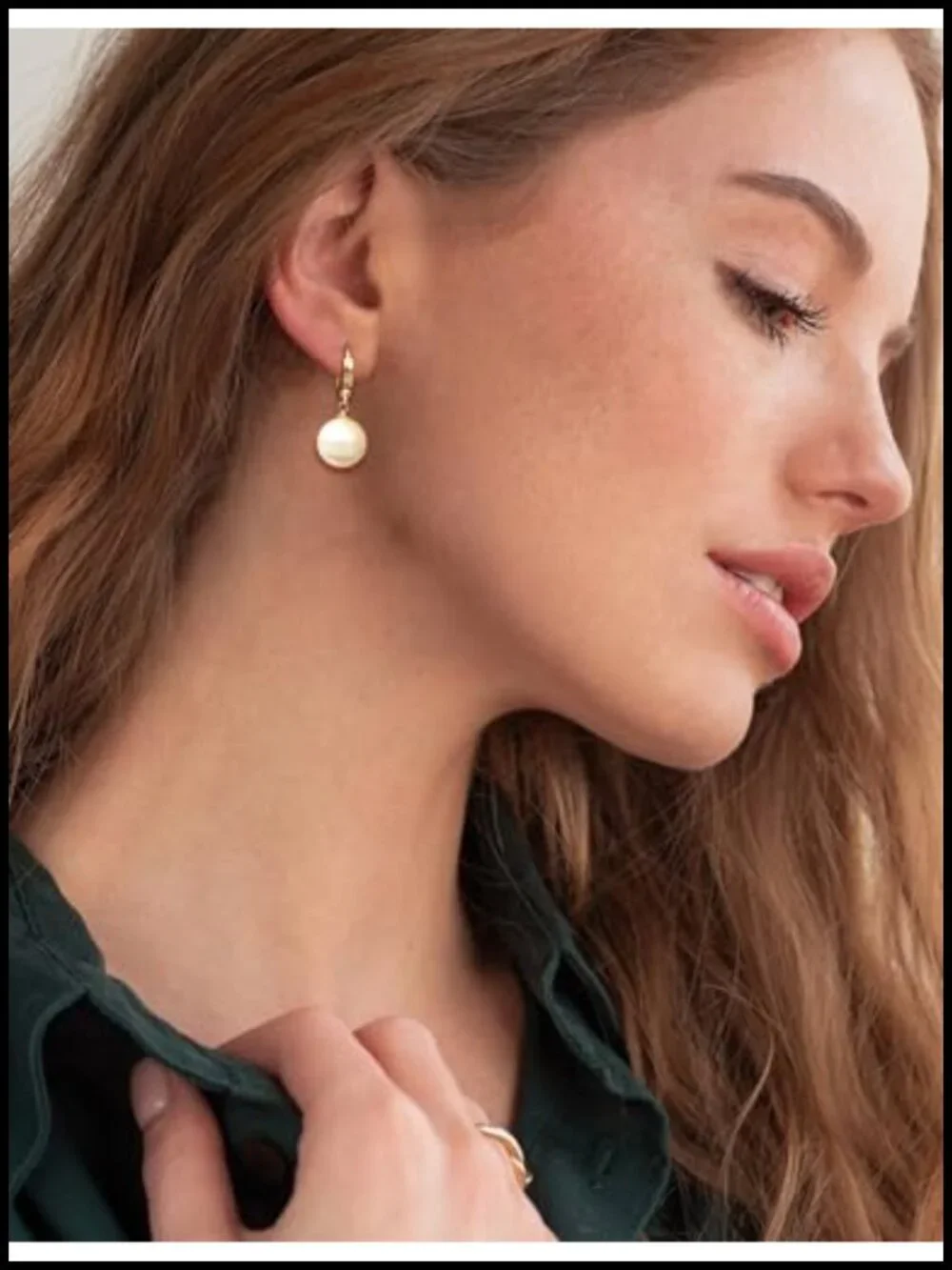 14K Gold Plated Pearl Dangle Drop Earrings for Women Hypoallergenic Flower